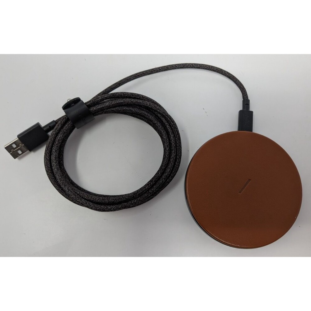 Native Union DROP Wireless Charger Pad Tan Leather Qi 10W USB-C Fast